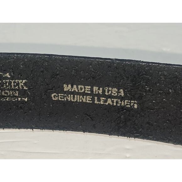Silver Creek Collection Black Leather Belt 38 Solud Pattern USA - Picture 9 of 11